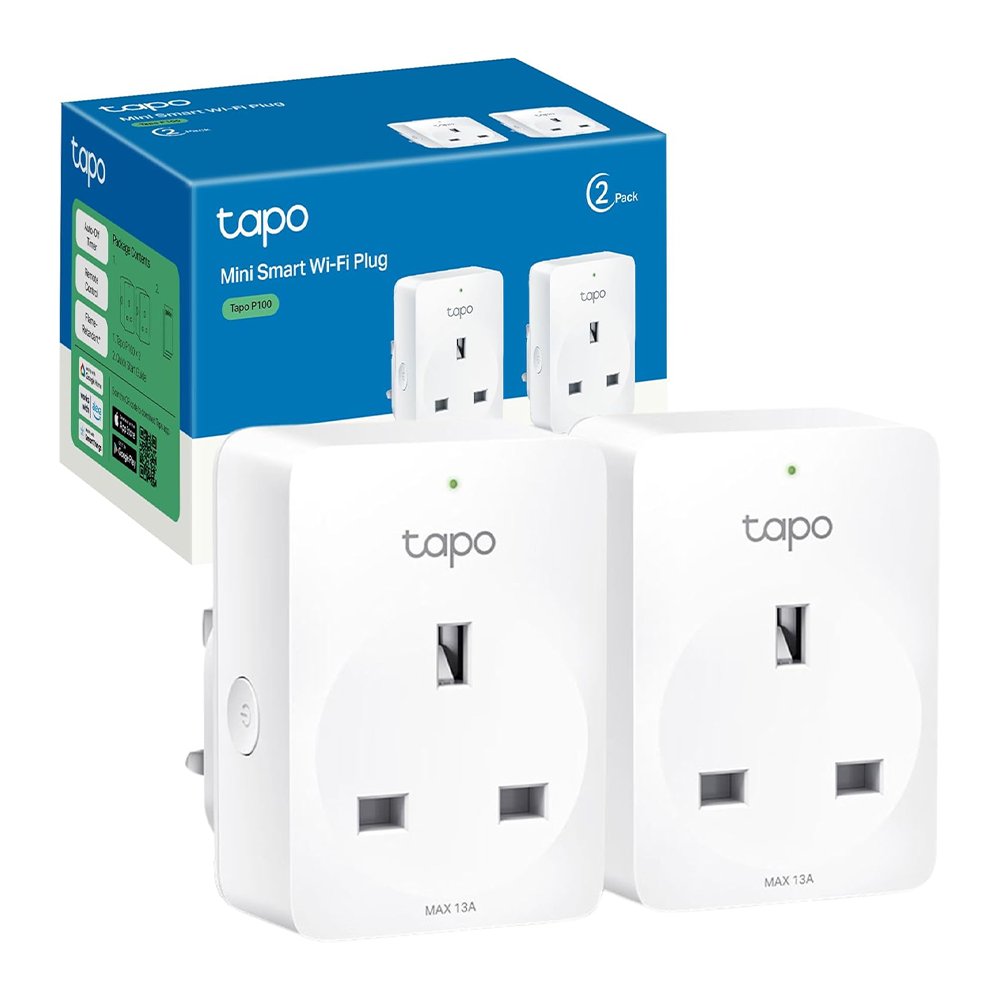 Tapo P100 Smart Plug Wi-Fi (2 Pack) – App Control, Alexa & Google Voice, Timer, Schedule, Away Mode, Device Sharing