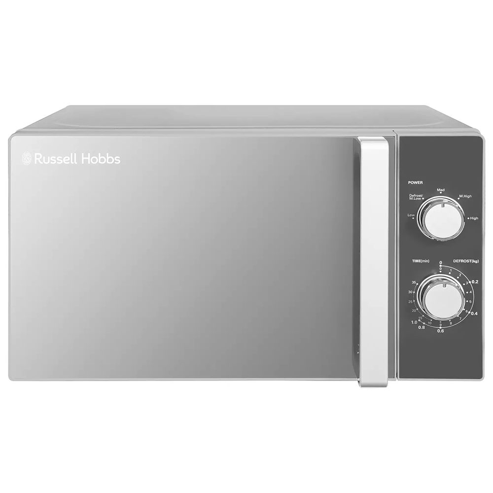 Russell Hobbs 20L 800W Standard Microwave RHM2061 – Compact Solo Oven with Defrost & Easy Clean Interior, Silver